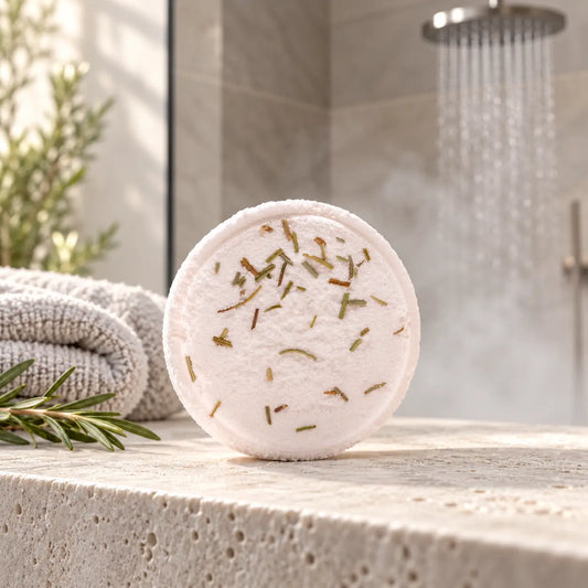 Zen Douche Steamer Sereniteit Bad in een lichte, rustgevende doucheruimte met kruidenaccenten