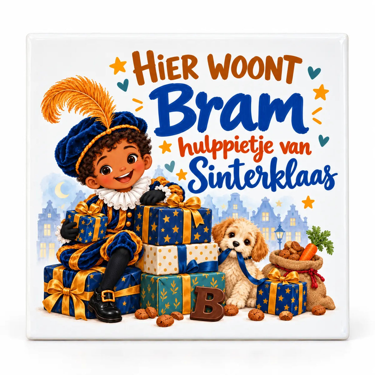 Gepersonaliseerd Sinterklaas-tegeltje met de naam Bram