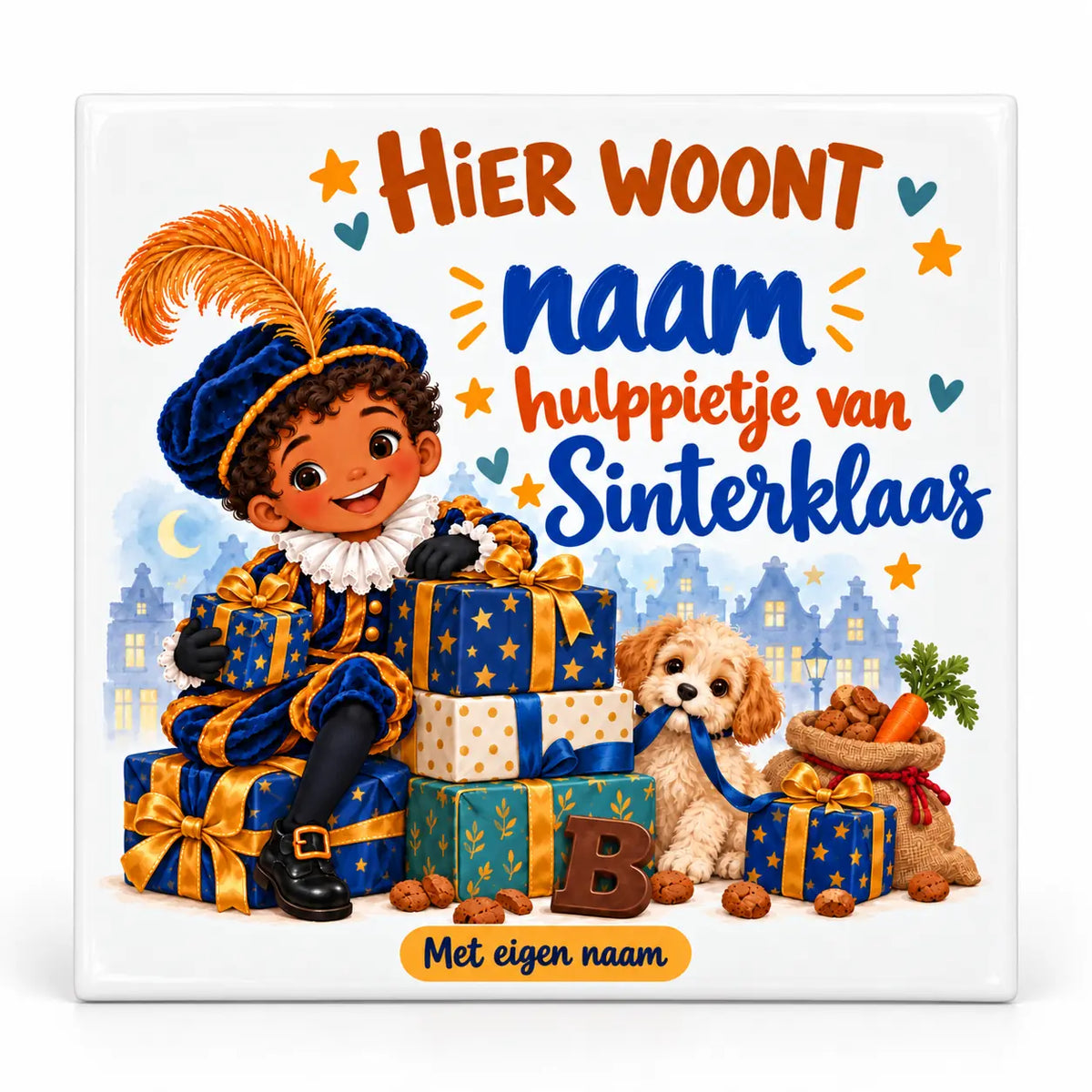 Gepersonaliseerd Sinterklaas-tegeltje voor een hulppietje met eigen naam