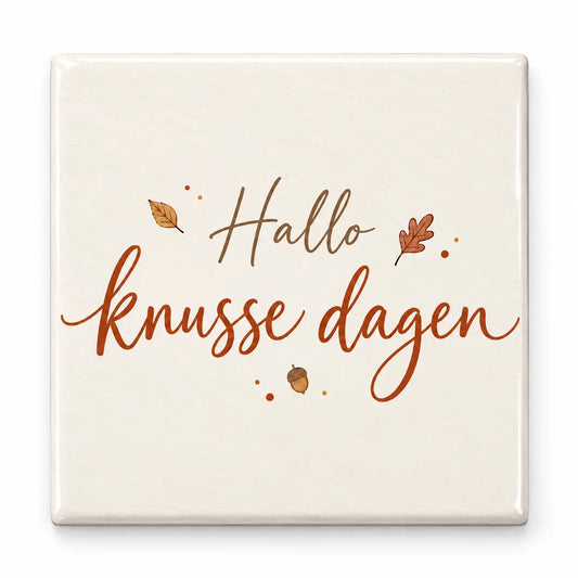 Herfst tegeltje Hallo knusse dagen 10,8 x 10,8 cm